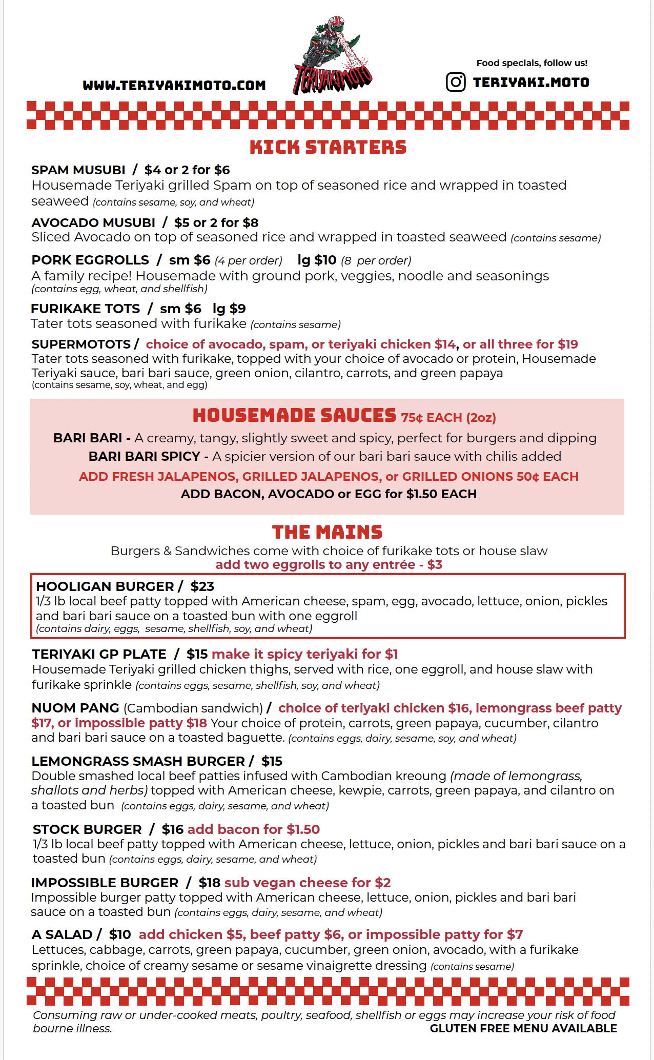 Menu — TeriyakiMoto